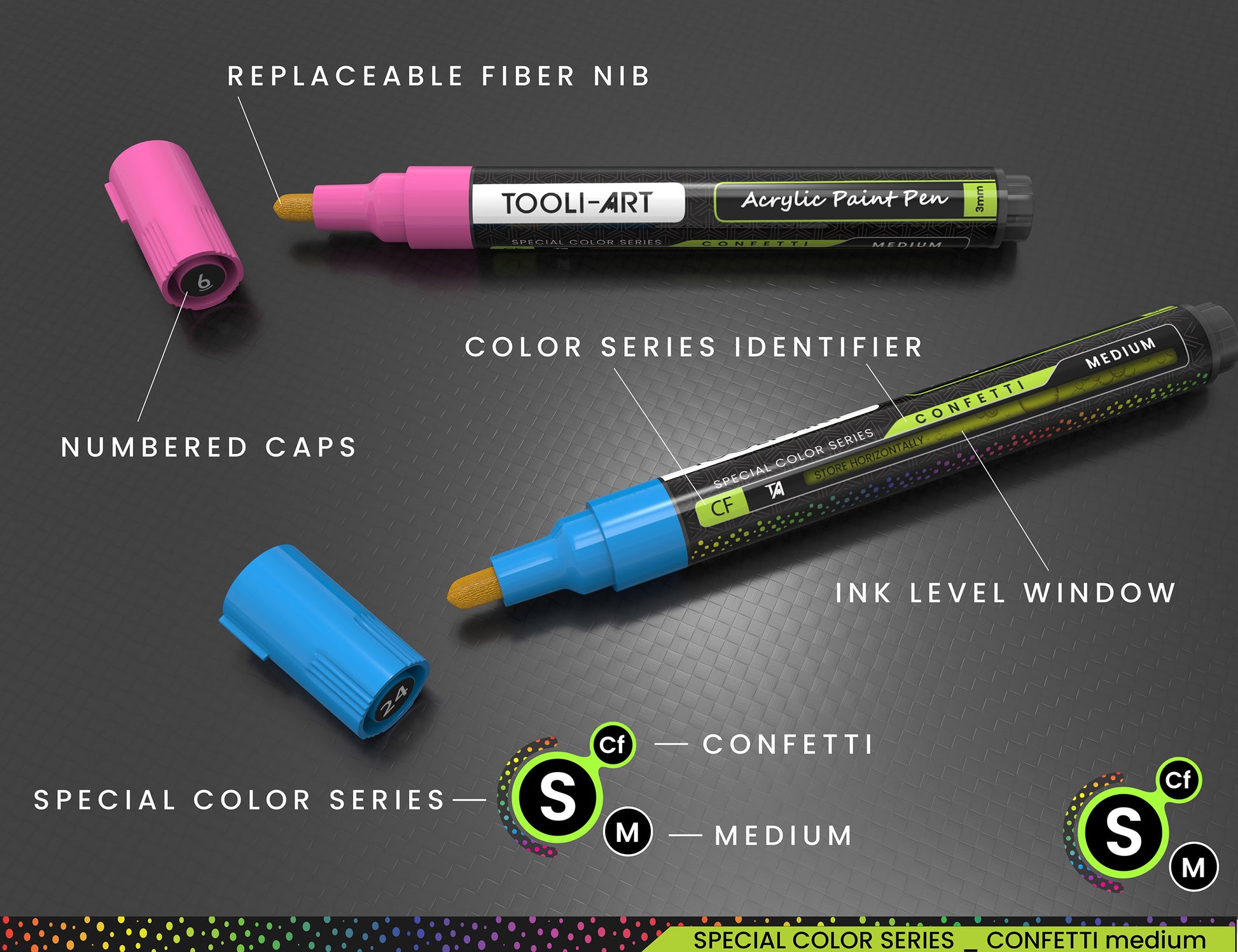 Tooli-Art Acrylic Paint Markers Paint Pens Special Colors Set