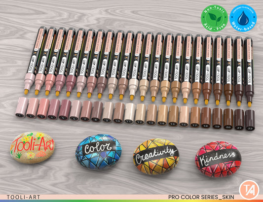 22 Acrylic Paint Markers Paint Pens Skin Flesh Tones Pro Color Series Set 3mm Medium Tip