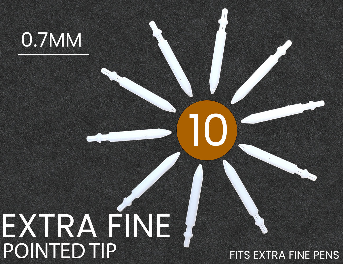 10 Replacement Nibs For Tooli-Art EXTRA-FINE Paint Pens - 0.7MM