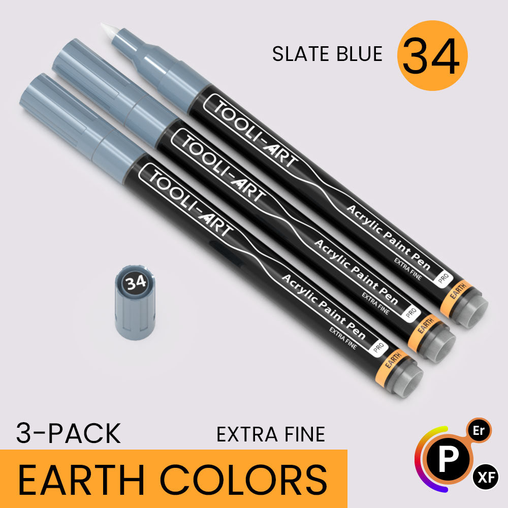EARTH & SKIN Acrylic Paint Pens 0.7mm EXTRA FINE Tip: 3-Pack, Your Choice of Any 1 Color