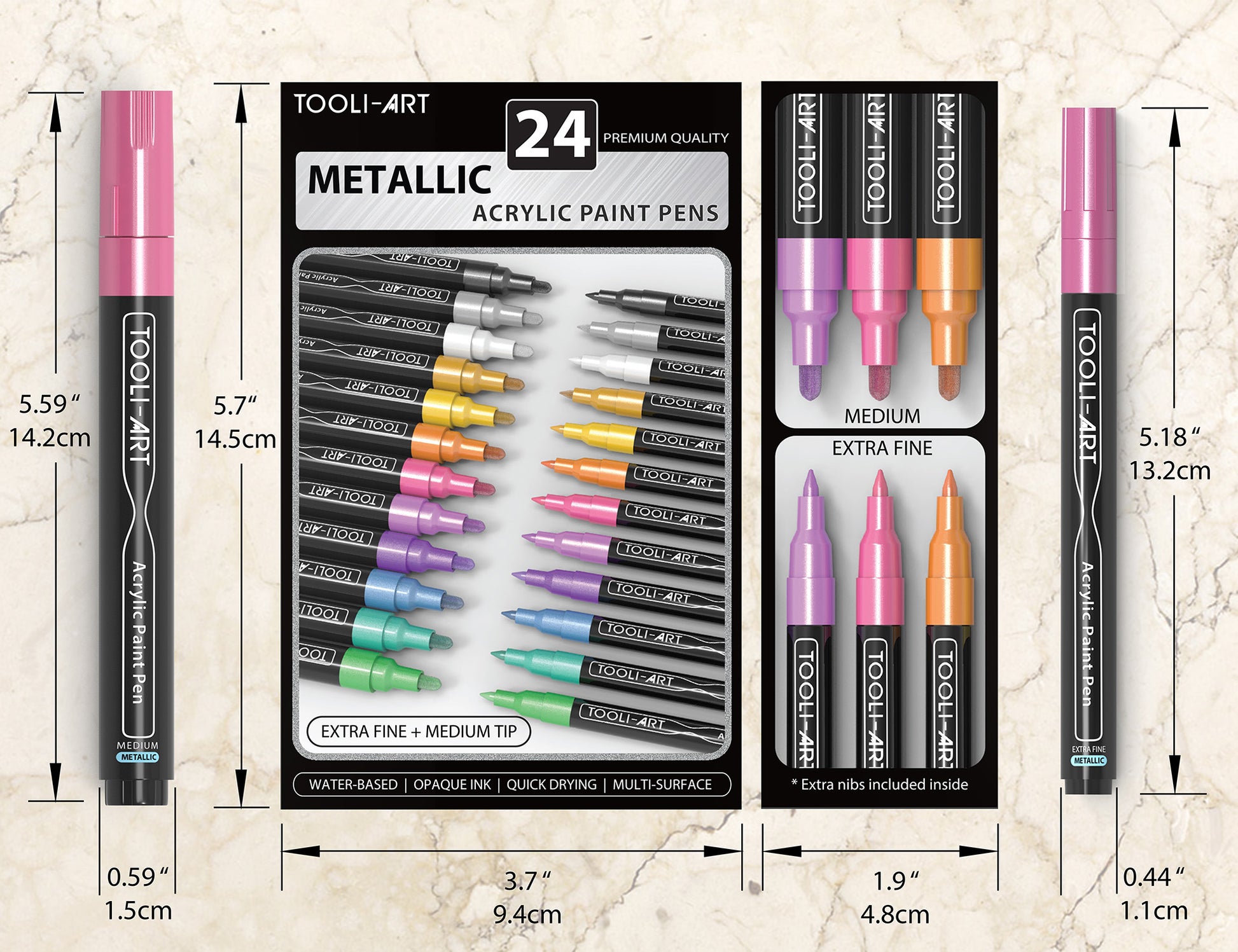 TOOLI-ART Black And White Acrylic Paint Markers Paint Pens Set For Rock  Painting, Canvas, Mugs, Metal, Glass Paint, Fabric, Wood, DIY. Non Toxic