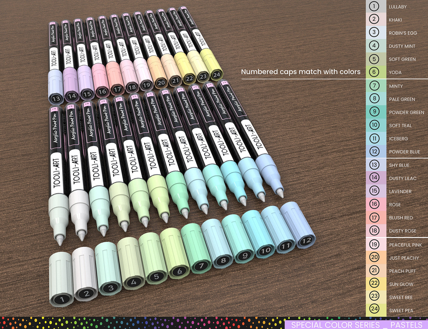 24 Pastel Acrylic Paint Pens Special Color Series Markers Set (0.7mm EXTRA FINE)