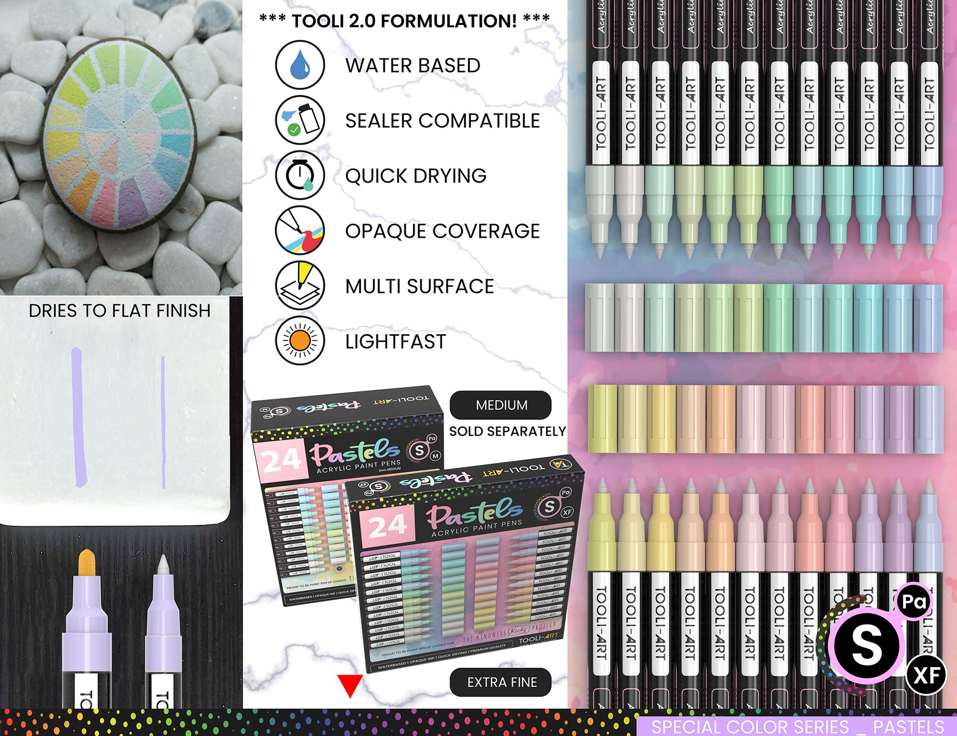 TOOLI-ART Acrylicpaintmarkers jewel tones – 24 markers with Medium tip –  Schatmakertjes