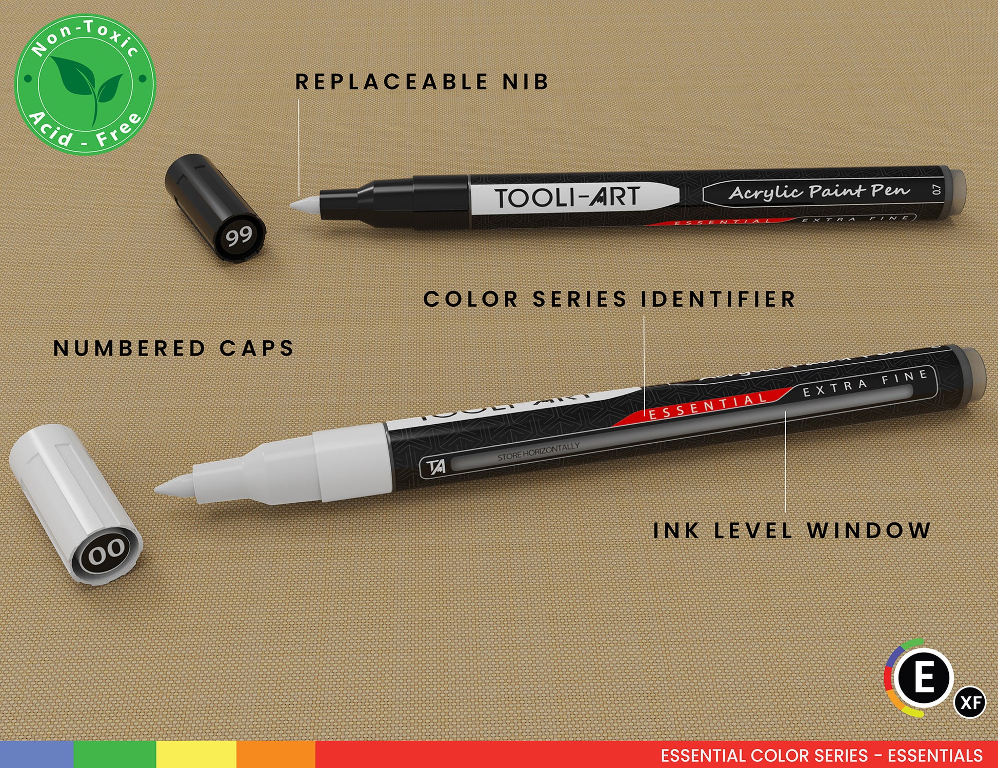 TOOLI-ART Paint Pens Acrylic Markers 30 Set 0.7mm Extra Fine Tip