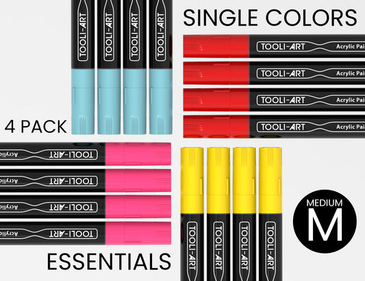 Acrylic Paint Pens 3.0mm MEDIUM Tip: 4-Pack, Your Choice of Any 1 Color