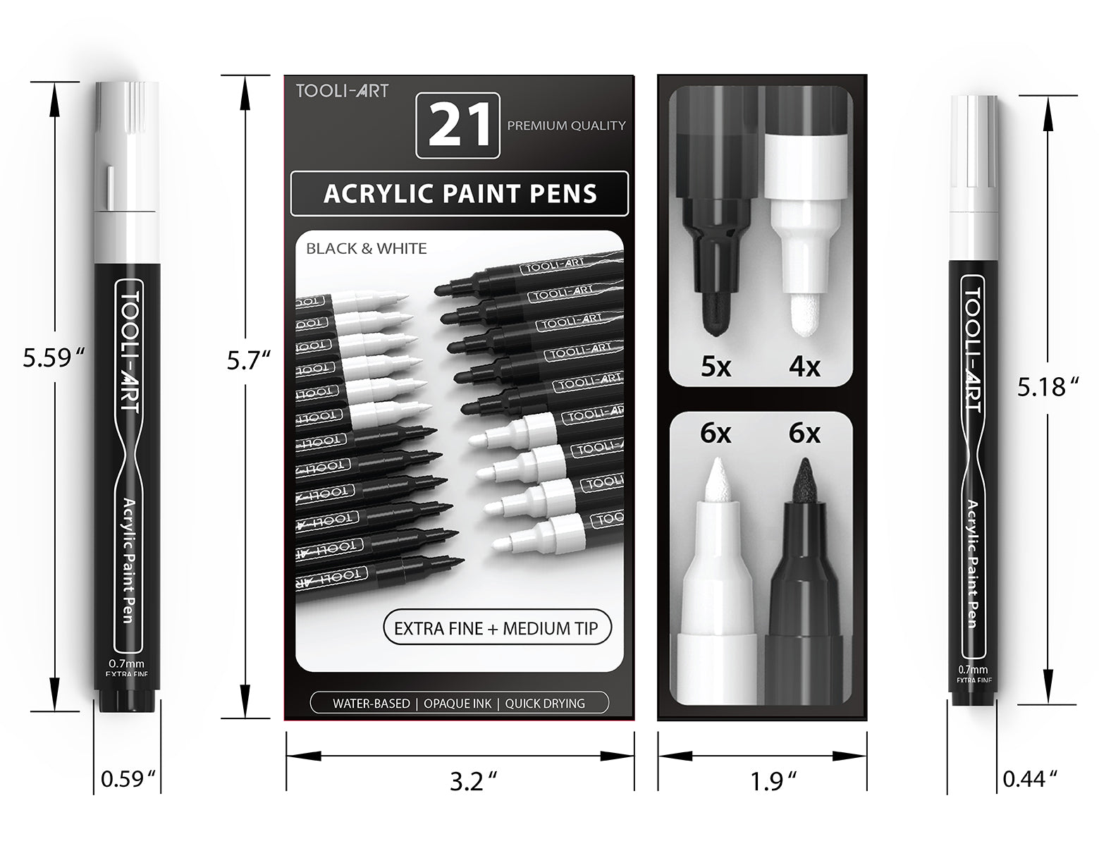 Swatching Tooli-Art Acrylic Brush Pens on Black Paper #acrylicpainting
