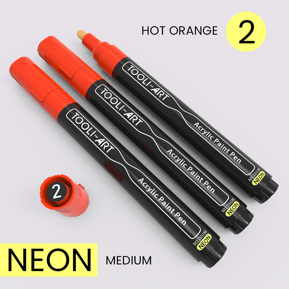 NEON Acrylic Paint Pens 3.0mm MEDIUM Tip: 3-Pack, Your Choice of Any 1 Color