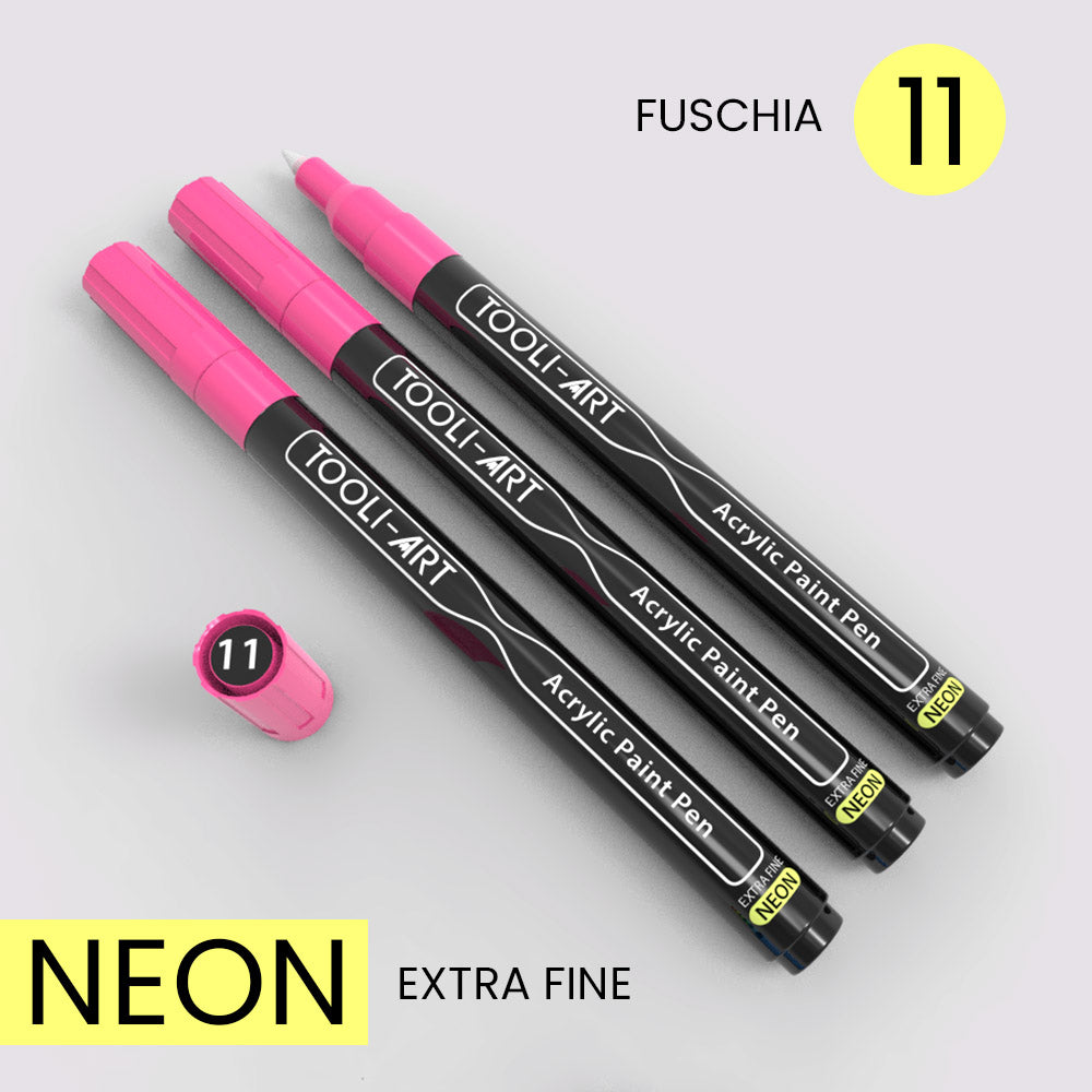 NEON Acrylic Paint Pens 0.7mm EXTRA-FINE Tip: 3-Pack, Your Choice of A –  TOOLI-ART